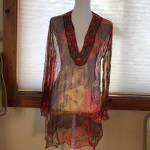 Buriya sheer tunic with beading